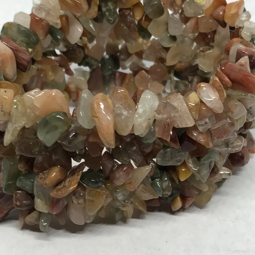 NATURAL gemstone chips statement stretch bracelet boho